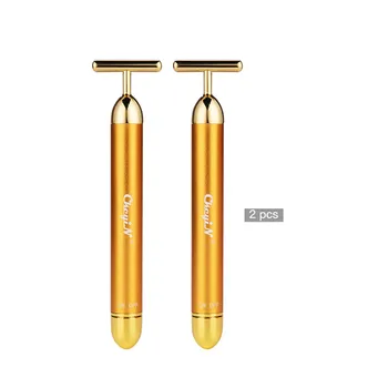 2Pcs Vibration Face Pulse Firm Massager 24K Beauty Bar Golden Energy Face Firming Facial Roller Massager Thin Face Stick Care
2Pcs Vibration Face Pulse Firm Massager 24K Beauty Bar Golden Energy Face Firming Facial Roller Massager Thin Face Stick Care