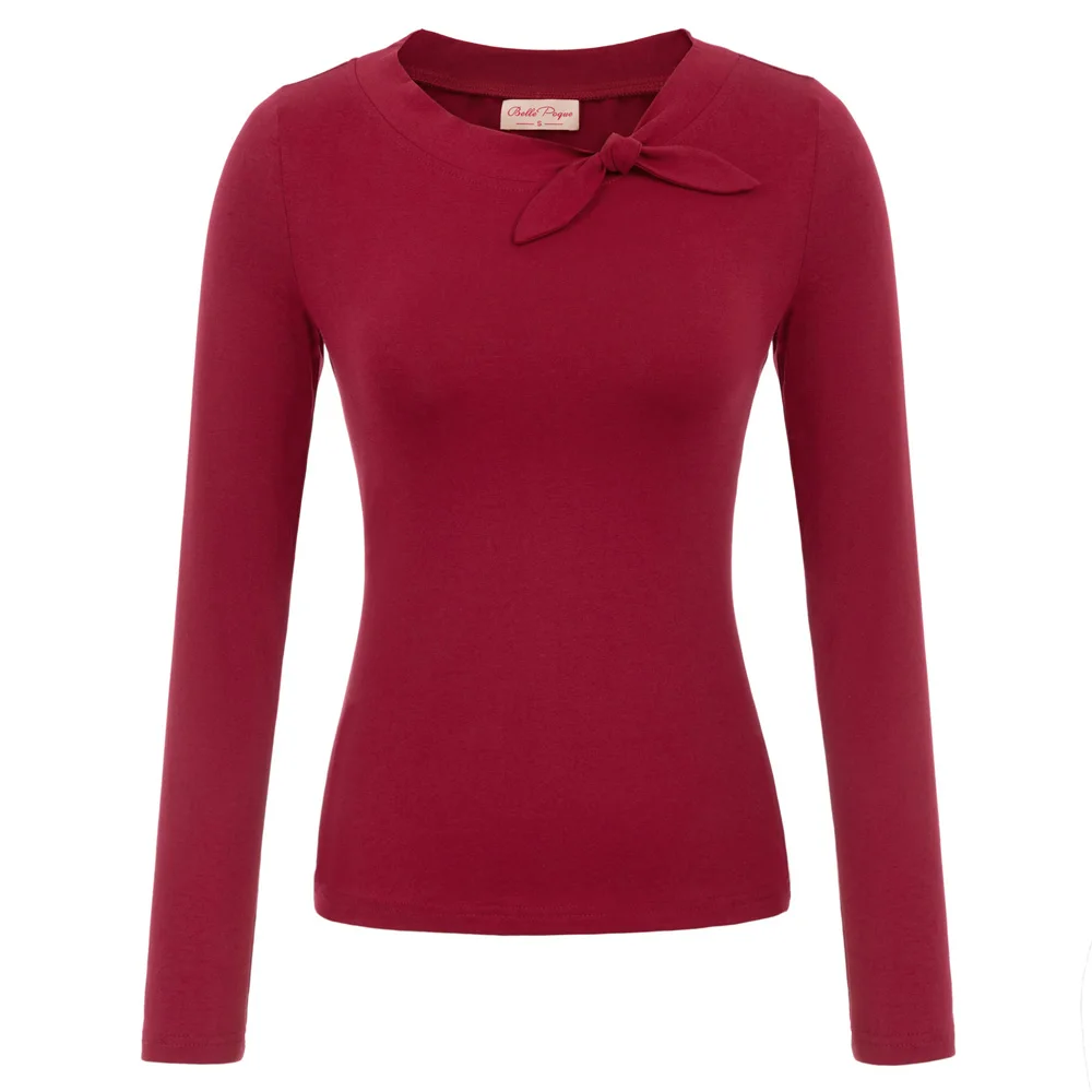 Long Sleeve tshirt Bow-knot Decorated crew neck Cotton T-Shirt ladies Tops Women slim tops clothes Vintage vogue Solid Color
Long Sleeve tshirt Bow-knot Decorated crew neck Cotton T-Shirt ladies Tops Women slim tops clothes Vintage vogue Solid Color