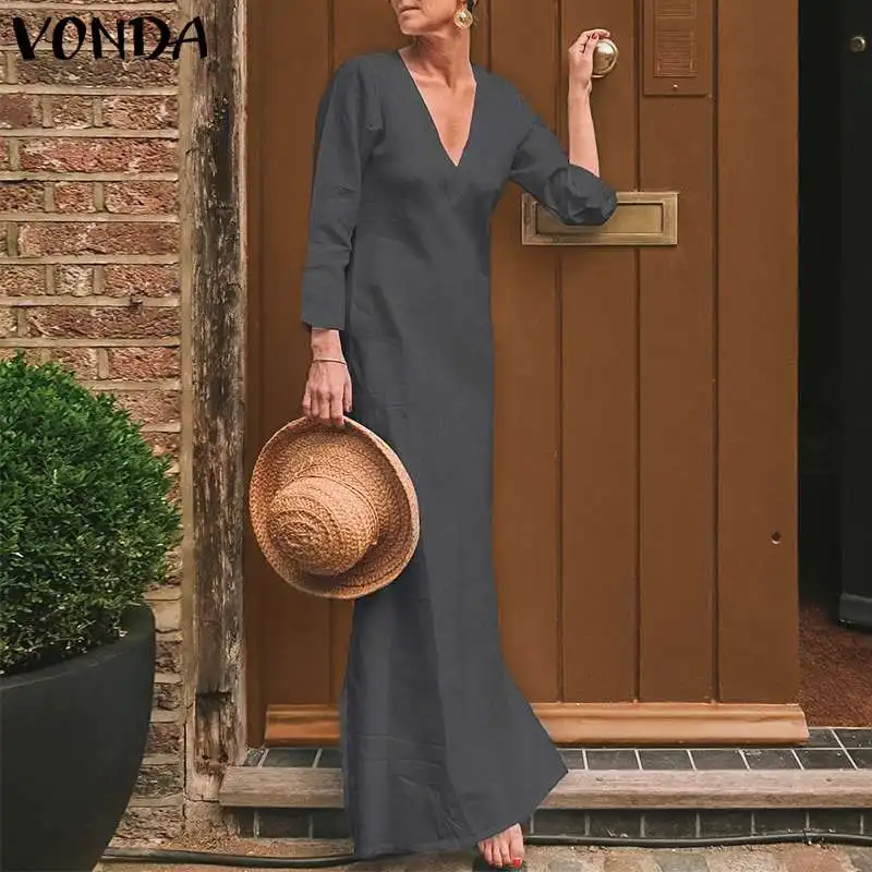 VONDA Women Sexy Maxi Dress 2019 Summer Vintage V Neck Long Sleeve Floor-Length Party Dresses Plus Size Casual Holiday Vestidos
VONDA Women Sexy Maxi Dress 2019 Summer Vintage V Neck Long Sleeve Floor-Length Party Dresses Plus Size Casual Holiday Vestidos