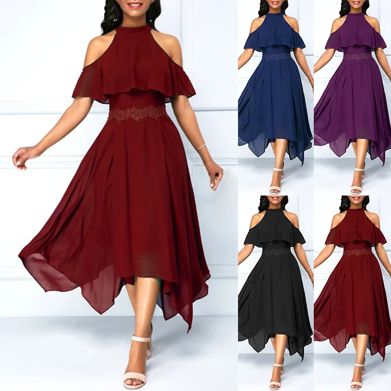 Ladies Party Dress Solid Casual Short Sleeve Dresses Cocktail Elegant A-line Swing Off Shoulder Dresses Women Vestido
Ladies Party Dress Solid Casual Short Sleeve Dresses Cocktail Elegant A-line Swing Off Shoulder Dresses Women Vestido