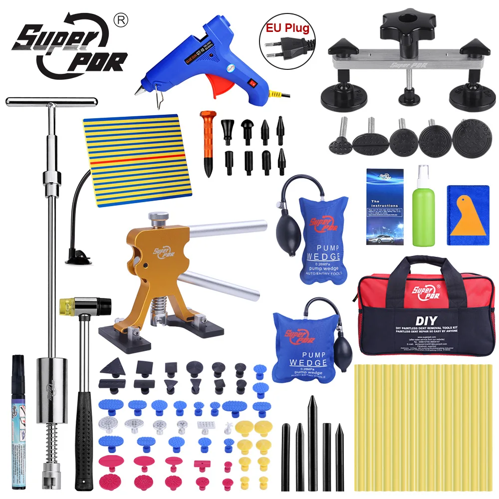 Фото Super PDR Tools Dent Removal Kit For Car Puller Suction Cup Glue Sticks Hot Melt Gun Line Board Pump Wedge Air Bag | Инструменты