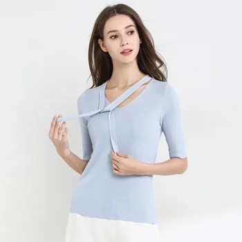 2019 spring and summer new ice silk sweater mujer bow short-sleeved sweater thin net red pullover women 1932
2019 spring and summer new ice silk sweater mujer bow short-sleeved sweater thin net red pullover women 1932