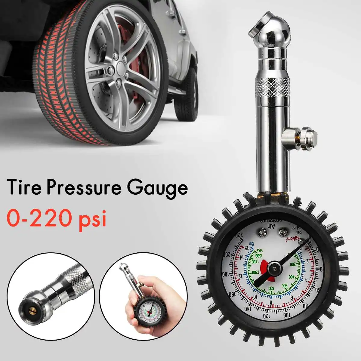 220PSI Tire Tyre Air Pressure Gauge Dial Meter For Auto Car Vehicle Motorcycle Automobile
220PSI Tire Tyre Air Pressure Gauge Dial Meter For Auto Car Vehicle Motorcycle Automobile