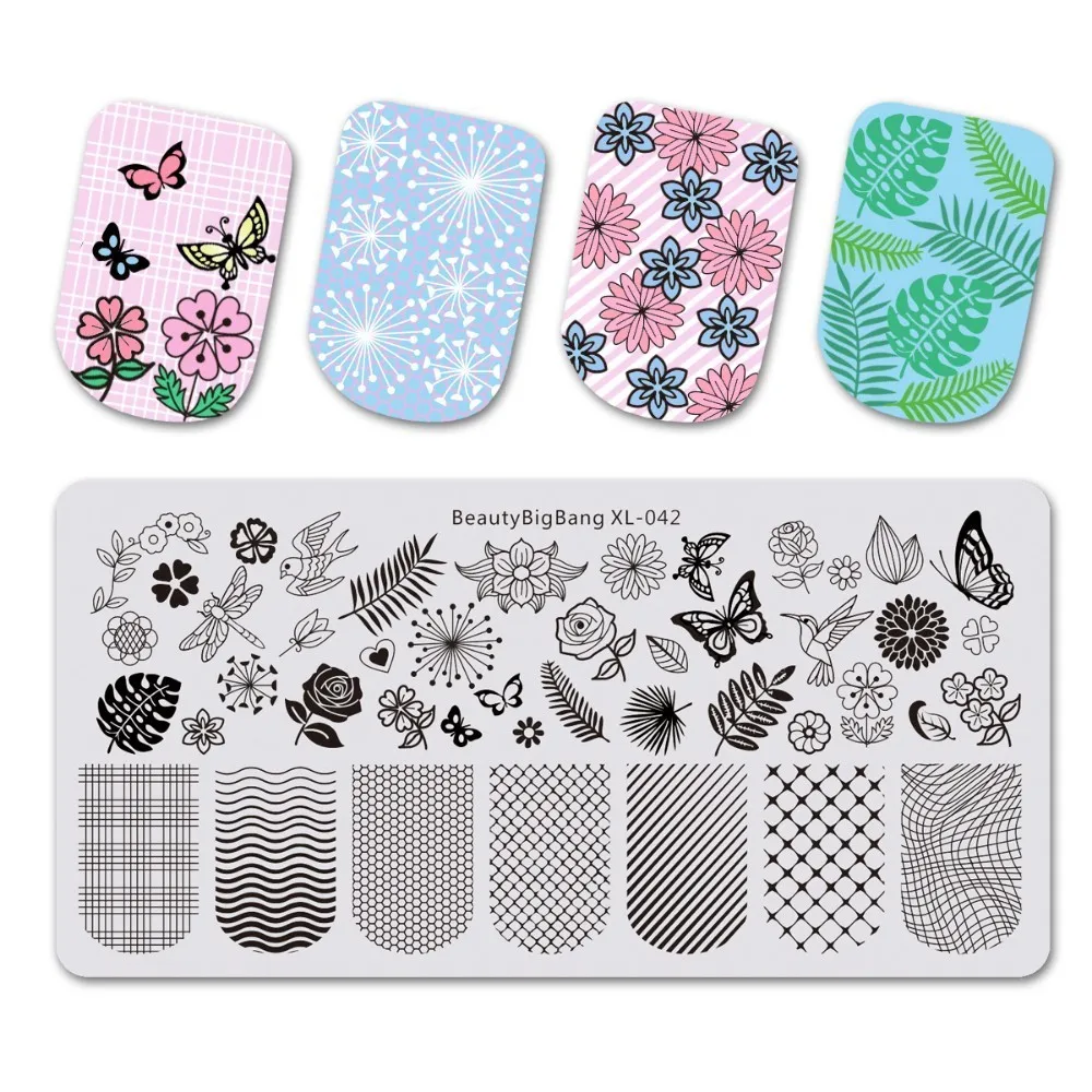 BeautyBigBang Nail Stamping Plates Line Plaid Plants Design Nail Template Plate Rectangle Stencil Stamp For Nails BBB XL-042
BeautyBigBang Nail Stamping Plates Line Plaid Plants Design Nail Template Plate Rectangle Stencil Stamp For Nails BBB XL-042