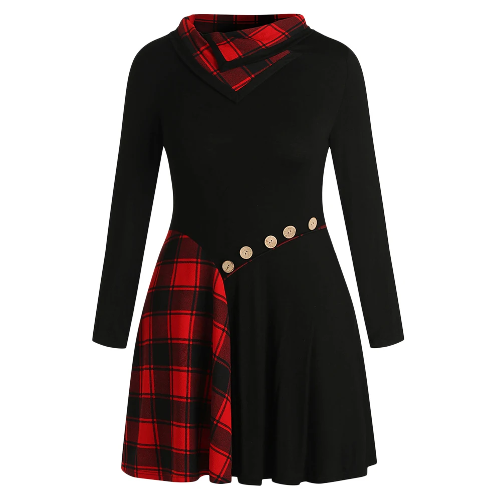 New Plus Size Dress Women 5XL Fall Spring Long Sleeves A-Line Dress Vestidos Plaid Patchwork Buttons Checked Knee Length Dresses
New Plus Size Dress Women 5XL Fall Spring Long Sleeves A-Line Dress Vestidos Plaid Patchwork Buttons Checked Knee Length Dresses