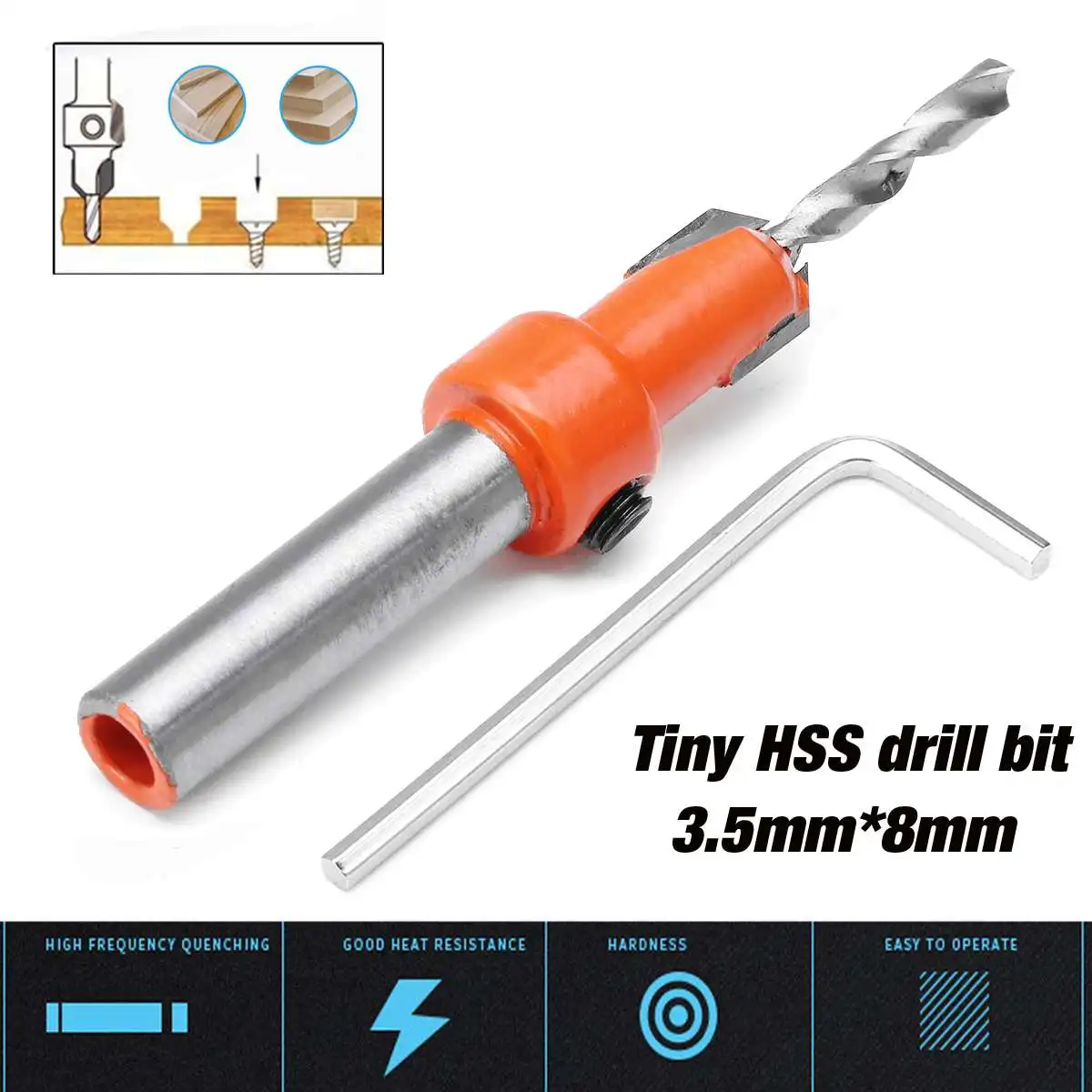 1PC Mini Hss Wood Hole Drill Bit Timber Wood Working Countersink Drill Bit Kit Screw Cutter 3.5mmx8mm Shank For Metal Wood Alloy
1PC Mini Hss Wood Hole Drill Bit Timber Wood Working Countersink Drill Bit Kit Screw Cutter 3.5mmx8mm Shank For Metal Wood Alloy