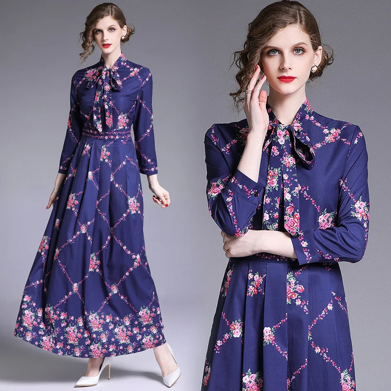 Women Runway Dresses Designer Summer blue flower Floral Robe Longue Femme Ete 2019 Long Sleeve Maxi Dress
Women Runway Dresses Designer Summer blue flower Floral Robe Longue Femme Ete 2019 Long Sleeve Maxi Dress