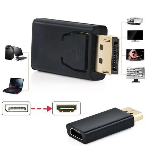 BEESCLOVER для HDTV ПК-порта дисплея DP штекер-HDMI-совместимый гнездовой адаптер Черный