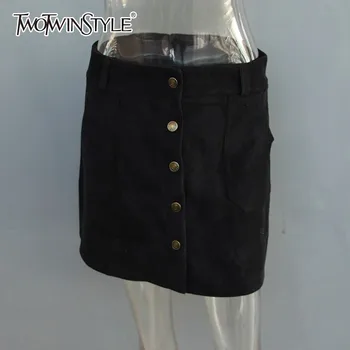 TWOTWINSTYLE Korean Short Skirts For Women High Waist Single Breasted Black A Line Skirt Female 2020 Spring Casual Fashion New
TWOTWINSTYLE Korean Short Skirts For Women High Waist Single Breasted Black A Line Skirt Female 2020 Spring Casual Fashion New