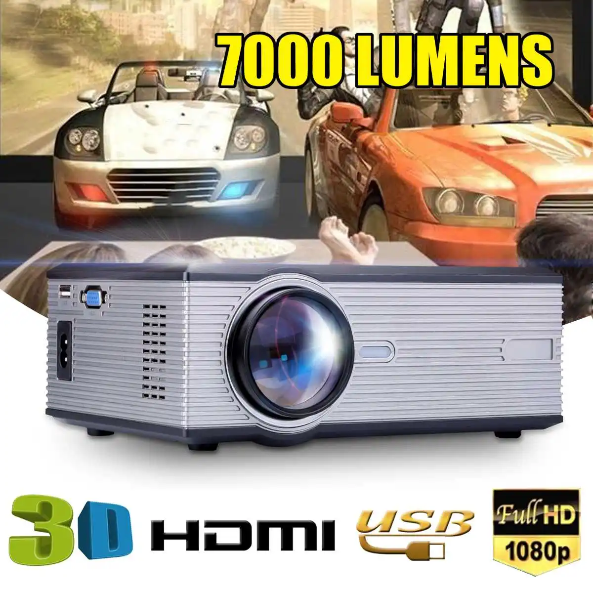 

1080P LED Video Projector for Home Theater 7000Lumen support Full HD Mini projector HDMI/USB/SD/AV/VGA HOME CINEMA