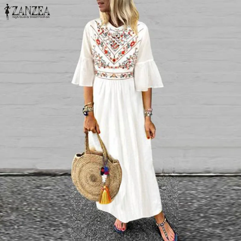 2019 ZANZEA Bohemain Long Dress Women Summer Beach Dress Female Flare Sleeve Ruffles Vestidos Robe Casual Sundress Plus Size
2019 ZANZEA Bohemain Long Dress Women Summer Beach Dress Female Flare Sleeve Ruffles Vestidos Robe Casual Sundress Plus Size