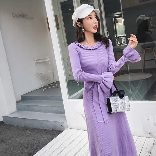 2018 Autumn Winter fashion Women Sexy slim Sweater Knitted Warm Dresses ruffled Neck Long Sleeve Bodycon vestido high quality
2018 Autumn Winter fashion Women Sexy slim Sweater Knitted Warm Dresses ruffled Neck Long Sleeve Bodycon vestido high quality