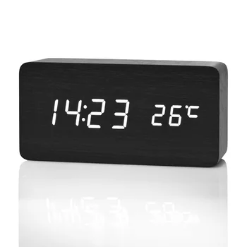 Wooden LED Alarm Clocks Temperature Electronic Clock Sounds Control Digital LED Display Desktop Calendar Table clock 5
Wooden LED Alarm Clocks Temperature Electronic Clock Sounds Control Digital LED Display Desktop Calendar Table clock 5