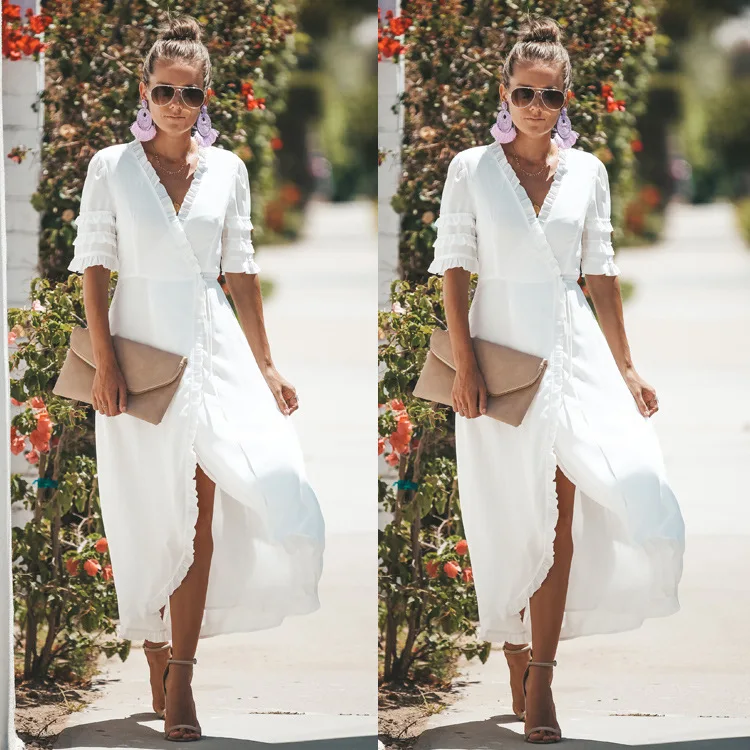 2019 New Summer Casual Style Black and White Dress Long Dress for Female V-neck Mid-calf Irregular Dress 2019 Women
2019 New Summer Casual Style Black and White Dress Long Dress for Female V-neck Mid-calf Irregular Dress 2019 Women