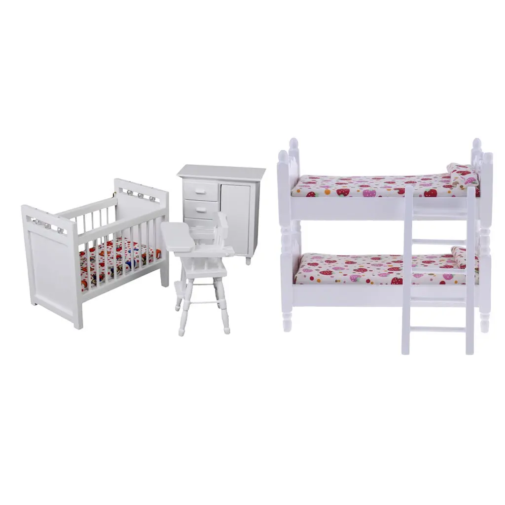 1:12 Scale Dollhouse Bedroom Furniture Set Wooden Bed Cabinet Baby Seat Crib Nursery Model Miniature Doll House Accessories
1:12 Scale Dollhouse Bedroom Furniture Set Wooden Bed Cabinet Baby Seat Crib Nursery Model Miniature Doll House Accessories