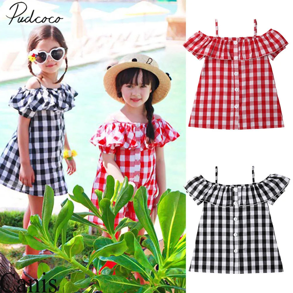 2019 Brand New 1-6Y Toddler Kids Baby Girl Off Shoulder Mini Dress Summer Dress Ruffles Sleeve Plaid Print Button Straight Dress
2019 Brand New 1-6Y Toddler Kids Baby Girl Off Shoulder Mini Dress Summer Dress Ruffles Sleeve Plaid Print Button Straight Dress