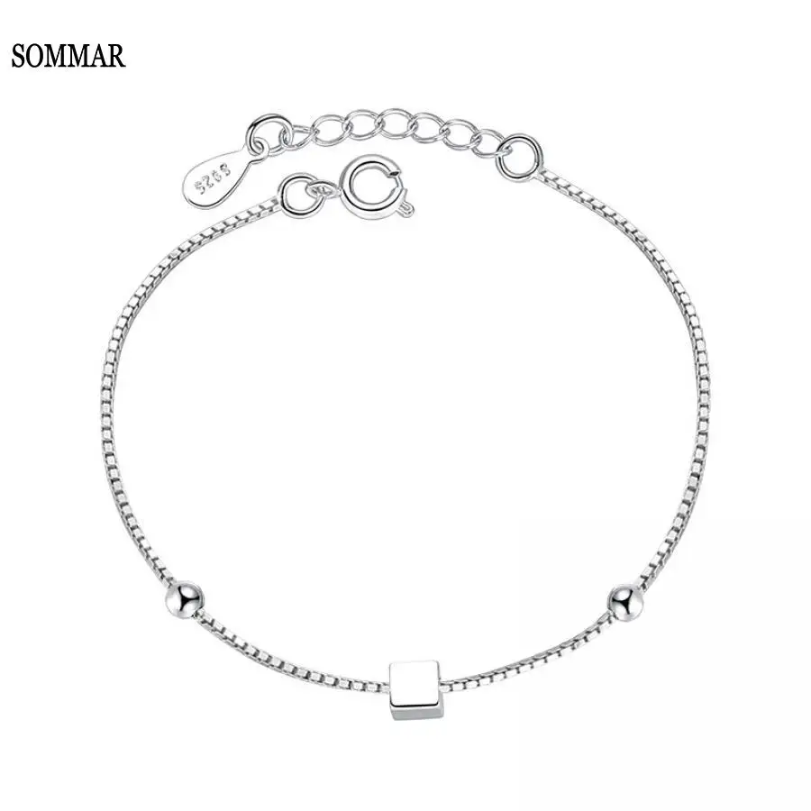SOMMAR 925 Sterling Silver Simple Fashion 16.5+3cm Star Beads Box Chian Bracelets & Bangles Square For Women pulseira S-B92 
SOMMAR 925 Sterling Silver Simple Fashion 16.5+3cm Star Beads Box Chian Bracelets & Bangles Square For Women pulseira S-B92