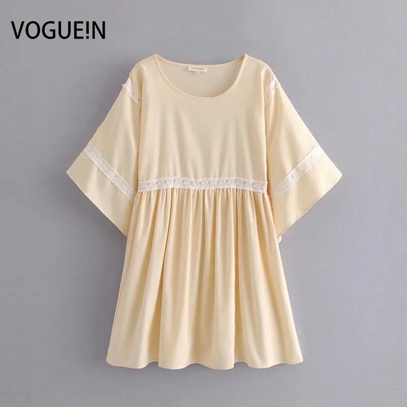 VOGUEIN New Womens Sweet Light Yellow Lace Mixed O-Neck Half Sleeve Mini Dress Wholesale
VOGUEIN New Womens Sweet Light Yellow Lace Mixed O-Neck Half Sleeve Mini Dress Wholesale
