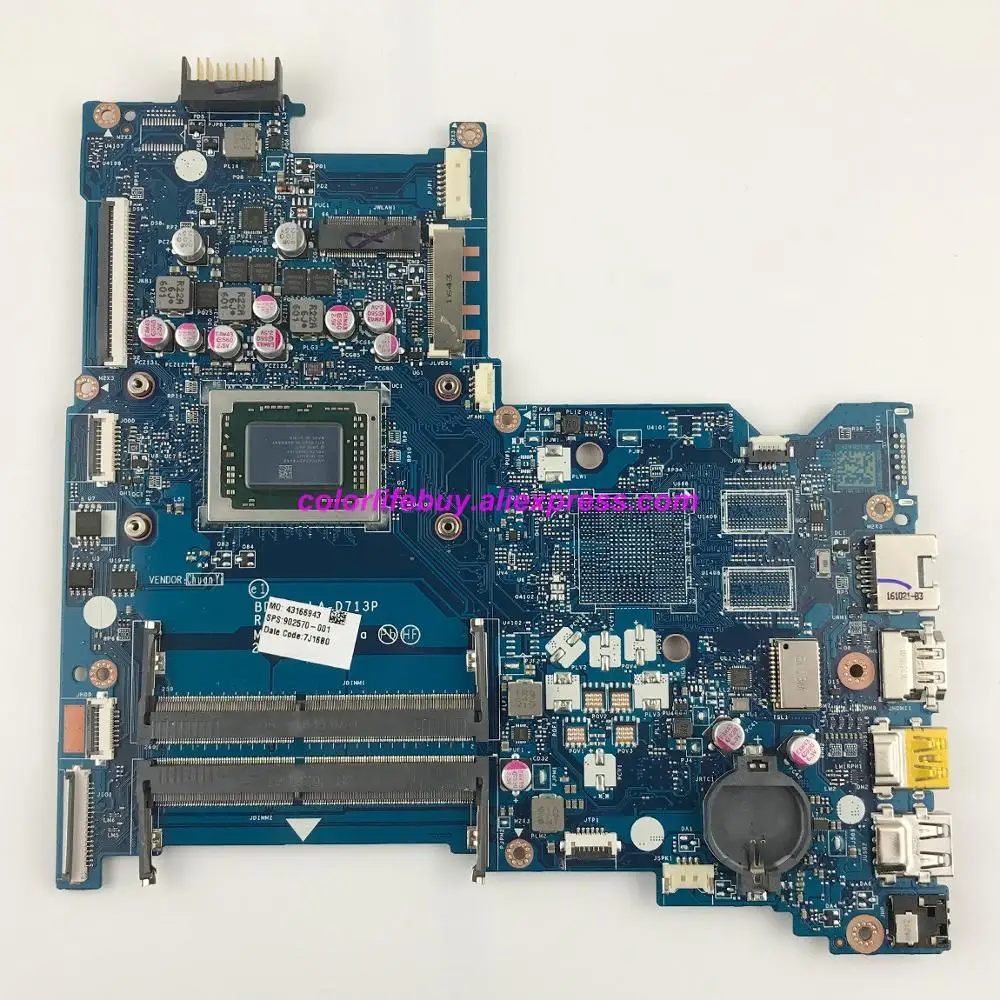 Genuine 902570-001 902570-601 LA-D713P UMA w A12-9700P CPU Laptop Motherboard Mainboard for HP 15-ba Series NoteBook PC
Genuine 902570-001 902570-601 LA-D713P UMA w A12-9700P CPU Laptop Motherboard Mainboard for HP 15-ba Series NoteBook PC