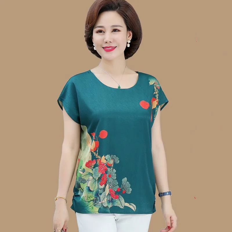 T Shirt Middle Aged Women 2019 Summer O-neck Short Sleeve Casual Tshirts Floral Print Tee Shirt Femme Plus Size
T Shirt Middle Aged Women 2019 Summer O-neck Short Sleeve Casual Tshirts Floral Print Tee Shirt Femme Plus Size