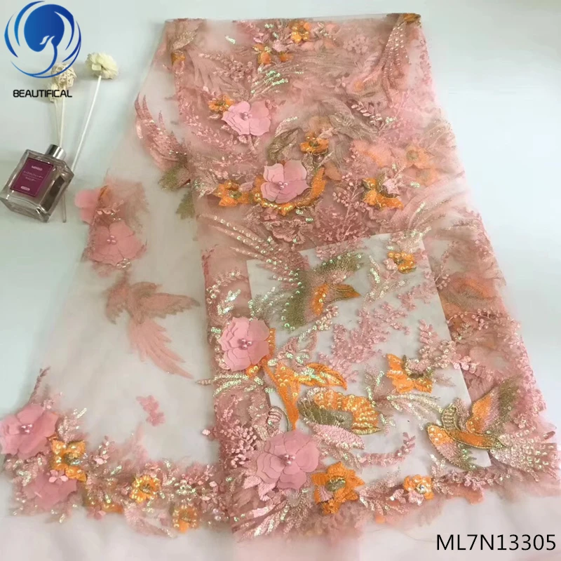 BEAUTIFICAL 3d flower lace fabrics with beads and shiny lace fabrics with sequins african fabirc laces for women 5 yards ML7N133
BEAUTIFICAL 3d flower lace fabrics with beads and shiny lace fabrics with sequins african fabirc laces for women 5 yards ML7N133