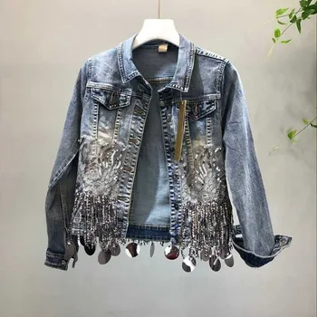 Sequins tassel embroidery denim jacket women long sleeve fashion 2019 new arrival
Sequins tassel embroidery denim jacket women long sleeve fashion 2019 new arrival