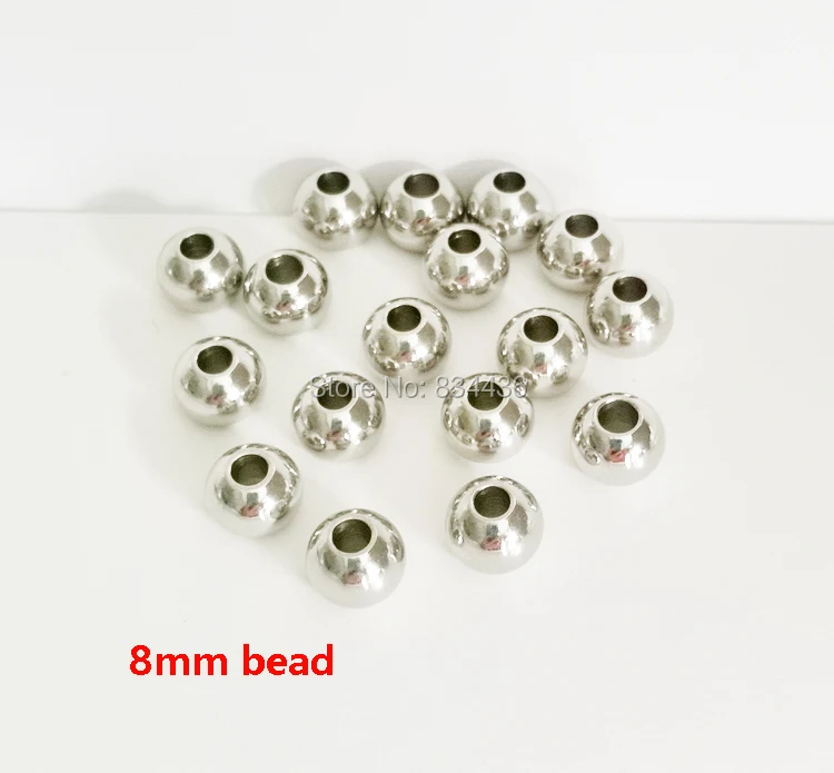 Free Shipping 2 2.5 3 3.5 4mm bore hole stainless steel 8mm ball beads bracelets necklaces women men's jewelry DIY parts 200pcs |