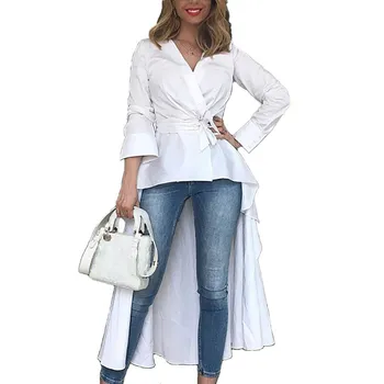 2019 Fashion Vintage Tunic Elegant Asymetrical Blouse Women Top V-Neck Wrap Solid Long Sleeve Belt Casual Shirt 
2019 Fashion Vintage Tunic Elegant Asymetrical Blouse Women Top V-Neck Wrap Solid Long Sleeve Belt Casual Shirt