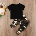 Комплект одежды для мальчиков Pudcoco, футболка и камуфляжные штаны для новорожденных и детей постарше, комплект одежды из 2 предметов для детей 0-5 лет
