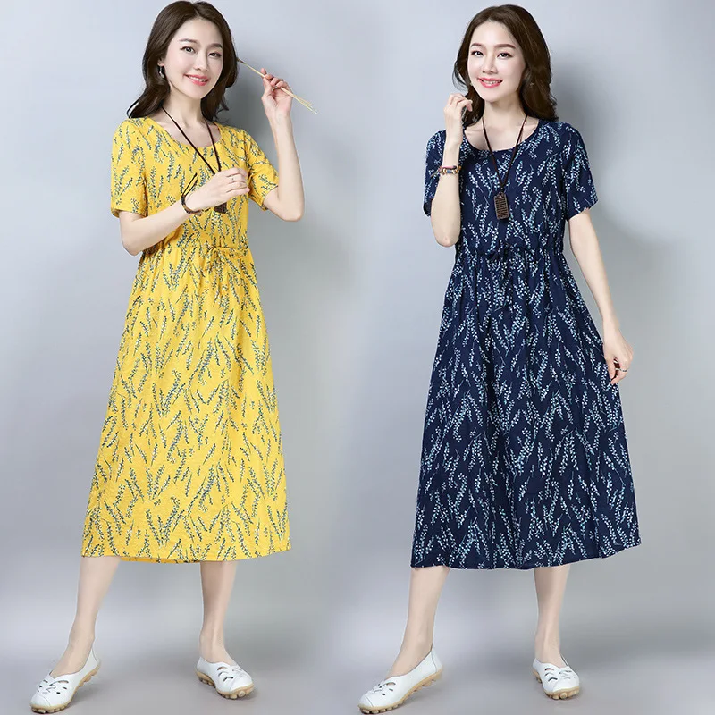 2019 New Spring and Summer O-neck Short-sleeved Flower Printed Dress Cotton and Hemp Casual Fashion Cool Women's Dress.
2019 New Spring and Summer O-neck Short-sleeved Flower Printed Dress Cotton and Hemp Casual Fashion Cool Women's Dress.