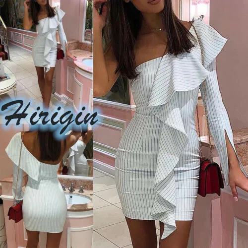 Summer Dresses New Casual Women Long Sleeve Single Shoulder Stripe Short Mini Dress Skinny High Waist Short Pencli Dress
Summer Dresses New Casual Women Long Sleeve Single Shoulder Stripe Short Mini Dress Skinny High Waist Short Pencli Dress