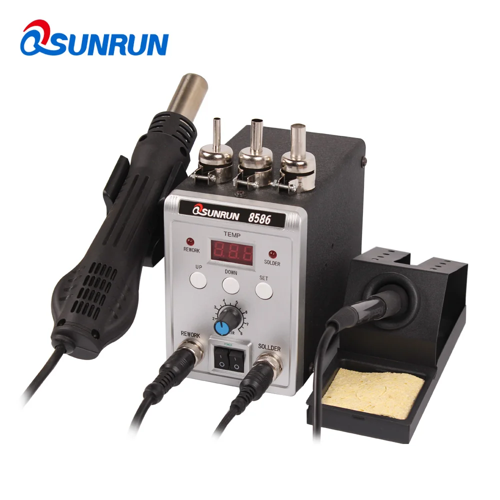 2-in-1 700W 8586 SMD Thermostat Soldering Station, BGA Desoldering Solder Rework Station Hot Air Gun, Is Using ceramic heater
2-in-1 700W 8586 SMD Thermostat Soldering Station, BGA Desoldering Solder Rework Station Hot Air Gun, Is Using ceramic heater