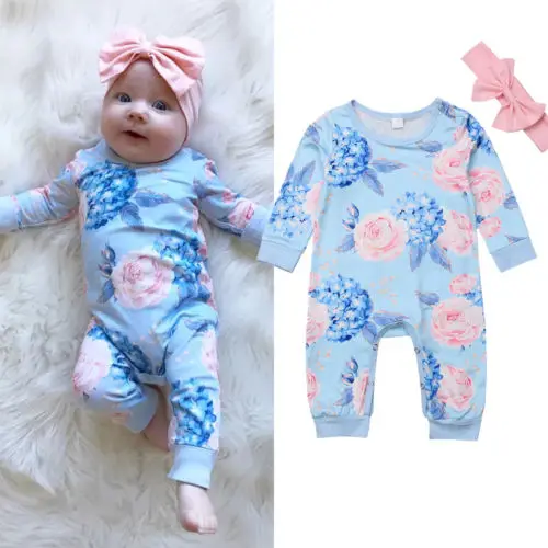 2018 Lovley Baby Girls Flower Outfits Girl Long Sleeve Floral Romper Jumpsuit Bow Headband 2Pcs Sets Autumn Girl Clothes 0-24M
2018 Lovley Baby Girls Flower Outfits Girl Long Sleeve Floral Romper Jumpsuit Bow Headband 2Pcs Sets Autumn Girl Clothes 0-24M