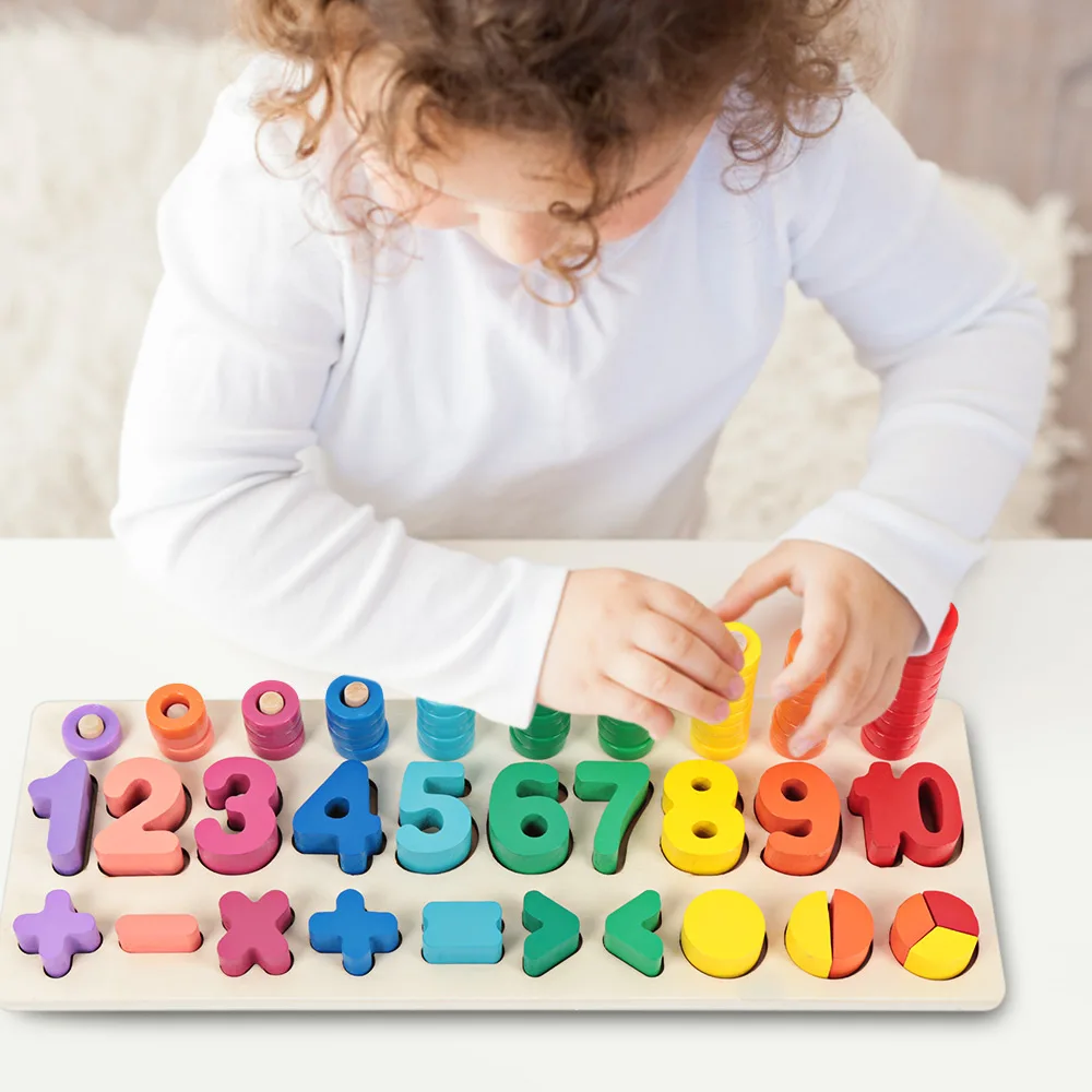 Child Wooden Logarithmic Board With Digital Shape Arithmetic Symbol Count Numbers Matching Match Education Toys | Игрушки и хобби