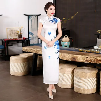 Modern Print Cheongsam China Long Evening Dresses Qi Pao Women Traditional Chinese Dress Oriental Style Double Layer Qipao Robe
Modern Print Cheongsam China Long Evening Dresses Qi Pao Women Traditional Chinese Dress Oriental Style Double Layer Qipao Robe