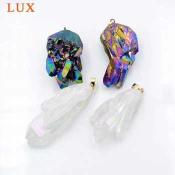 Gold Quartz Ice Cluster Crystal pendant Druzy Clear Natural Raw Rough Stone Dipped Spike Point Plated Unisex Jewellery
Gold Quartz Ice Cluster Crystal pendant Druzy Clear Natural Raw Rough Stone Dipped Spike Point Plated Unisex Jewellery