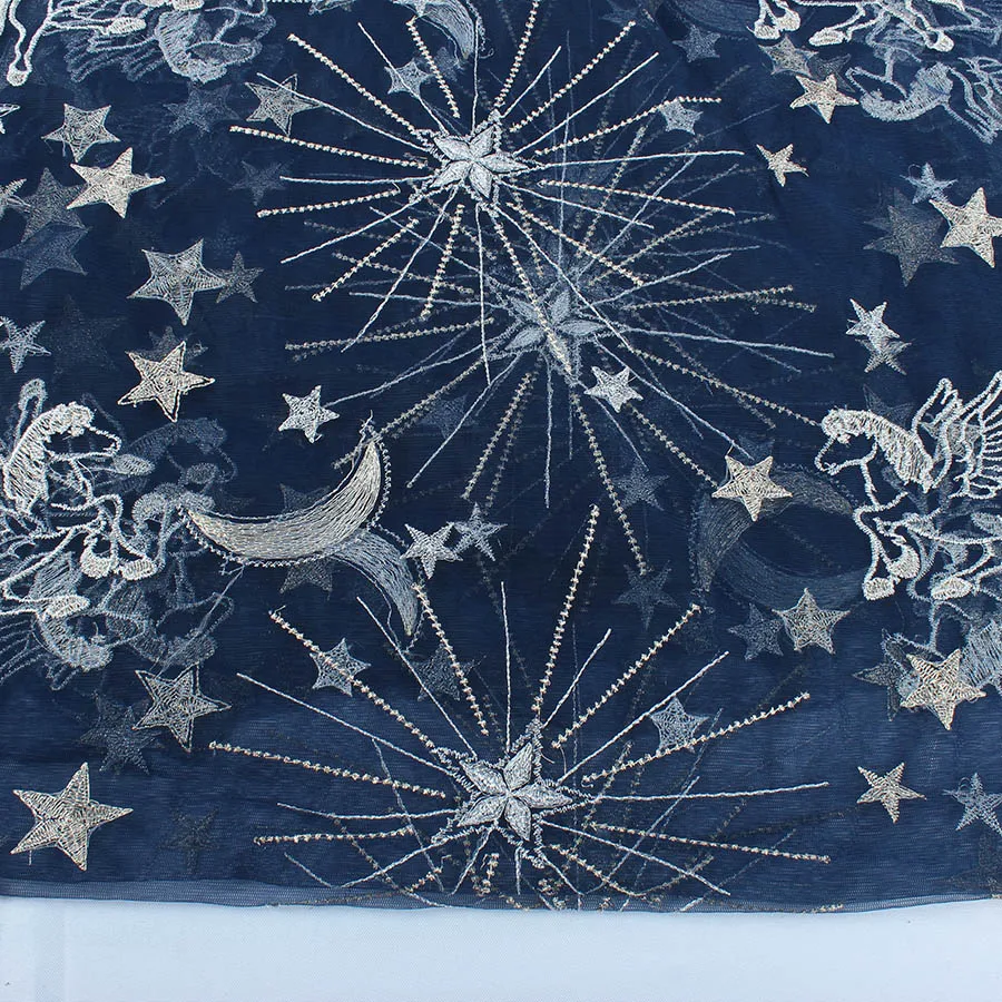 Stars Pegasus Embroidery net mesh fabric Dance Costume wedding dress making sold by yard (91cm)
Stars Pegasus Embroidery net mesh fabric Dance Costume wedding dress making sold by yard (91cm)