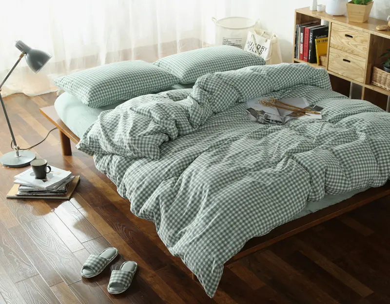japan style 100% Yarn Dyed Washed Cotton Bedding set plaid linen sheet duvet cover bed set luxury egyptian cotton bedding
japan style 100% Yarn Dyed Washed Cotton Bedding set plaid linen sheet duvet cover bed set luxury egyptian cotton bedding