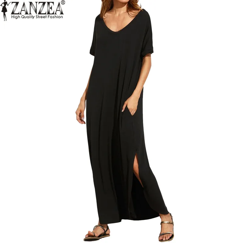 Long Maxi Split Dresses Women Summer Sexy V-Neck Short Sleeve Casual Solid Dress Plus Size Female Backless Party Vestidos 2019
Long Maxi Split Dresses Women Summer Sexy V-Neck Short Sleeve Casual Solid Dress Plus Size Female Backless Party Vestidos 2019