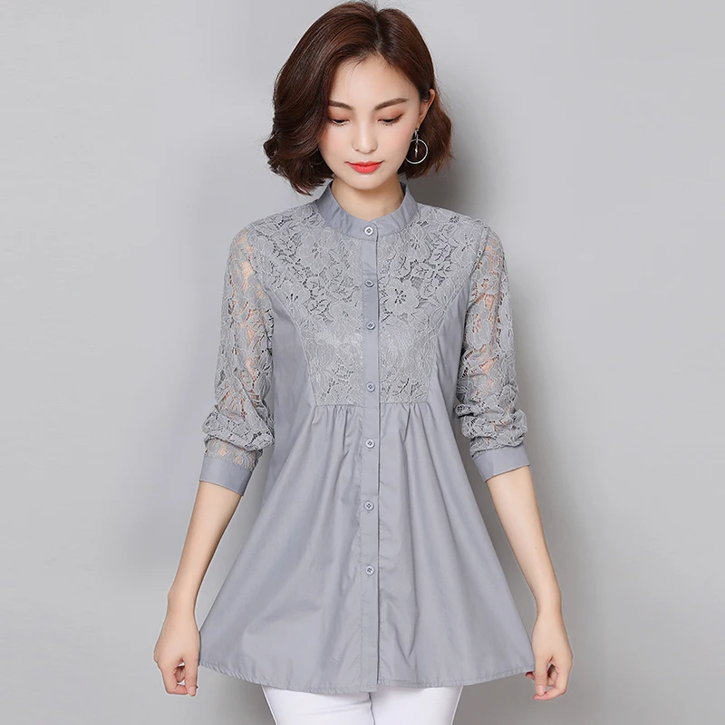 2019 New Spring Women Shirts Full Sleeve Lace Spell It In Long Blouse Shirt Gray Pink Black 9304
2019 New Spring Women Shirts Full Sleeve Lace Spell It In Long Blouse Shirt Gray Pink Black 9304