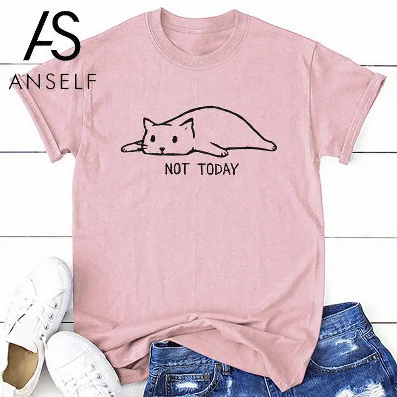 Funny Women T-shirt Not Today Cartoon Cat Letters Print Slogan tshirts Cotton Round Neck Short Sleeve Casual Plus Size Tops 2019
Funny Women T-shirt Not Today Cartoon Cat Letters Print Slogan tshirts Cotton Round Neck Short Sleeve Casual Plus Size Tops 2019