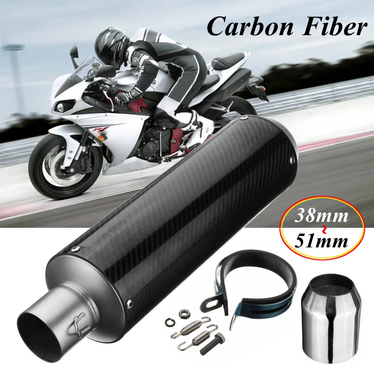 Universal Motorcycle 38-51mm Exhaust Muffler Pipe Tips Aluminum Tips Pipe Carbon Fiber Slip on ATV Racing Scooter
Universal Motorcycle 38-51mm Exhaust Muffler Pipe Tips Aluminum Tips Pipe Carbon Fiber Slip on ATV Racing Scooter
