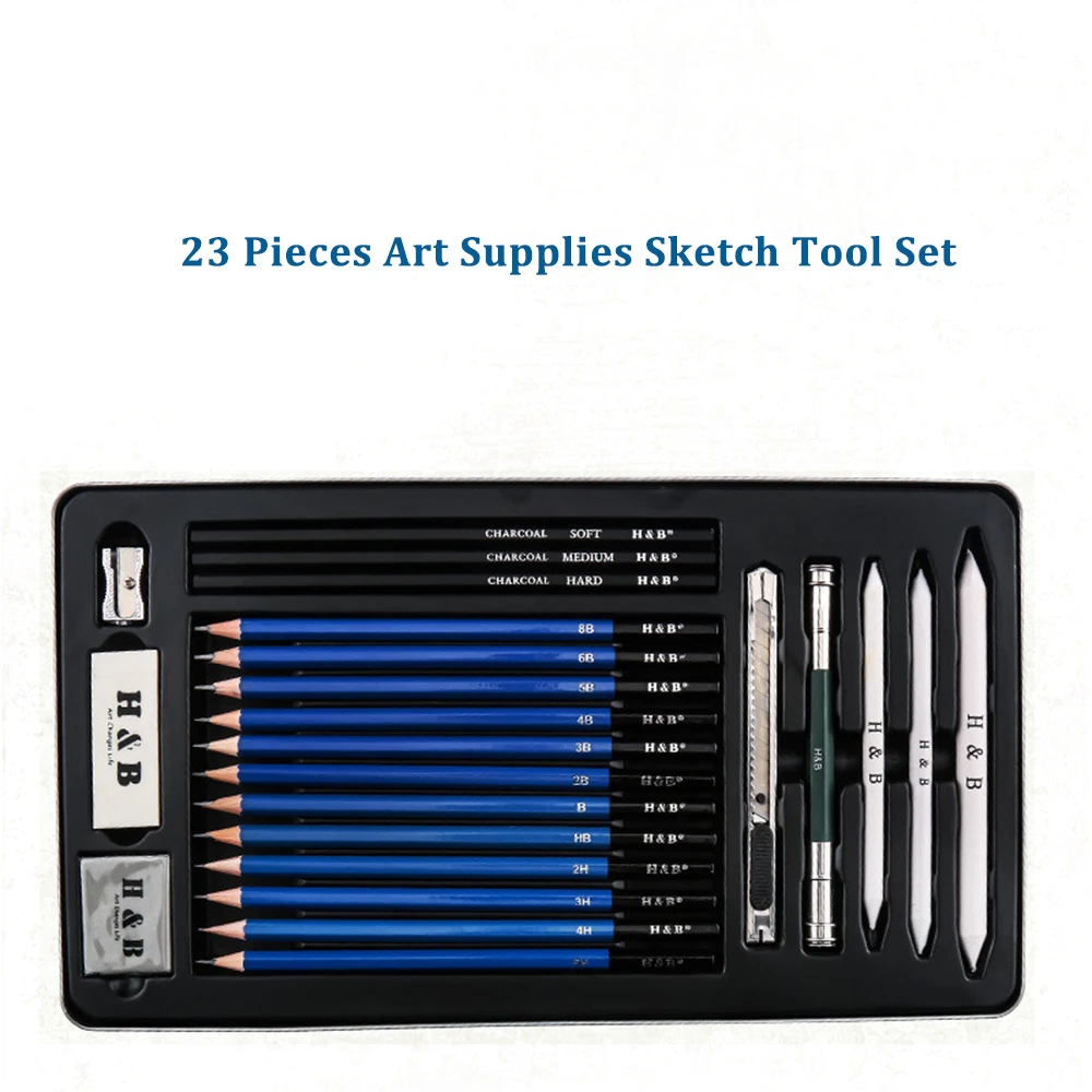 H&B 23Pcs Art Supplies Sketch Tool Set Professional Drawing Sketching Pencils with Carrying Case for Beginners Students Painters
H&B 23Pcs Art Supplies Sketch Tool Set Professional Drawing Sketching Pencils with Carrying Case for Beginners Students Painters