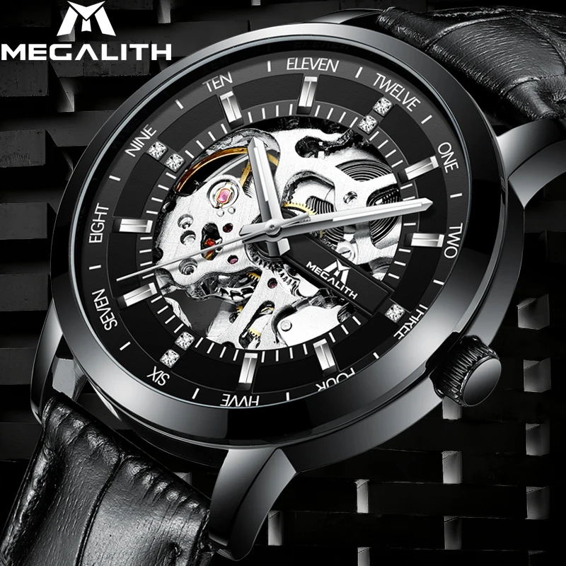 MEGALITH Mens Watches Top Brand Luxury Skeleton Automatic Watch Men Waterproof Leather Strap Mechanical Wrist Watch Clock
MEGALITH Mens Watches Top Brand Luxury Skeleton Automatic Watch Men Waterproof Leather Strap Mechanical Wrist Watch Clock