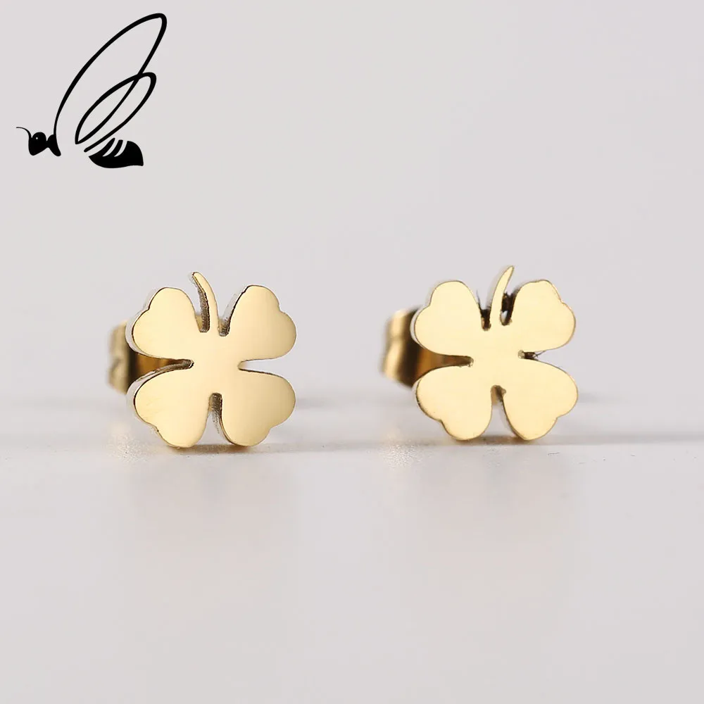 S'Steel New Fashion Cute Clover Shape Tiny Trendy Stainless Steel Back Earrings 2 Color Clover Earrings For Women Girls
S'Steel New Fashion Cute Clover Shape Tiny Trendy Stainless Steel Back Earrings 2 Color Clover Earrings For Women Girls