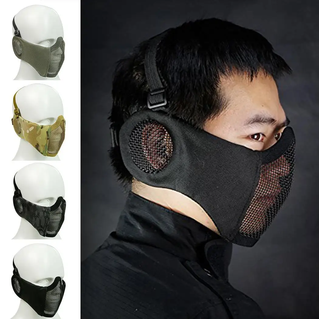 Tactical Game Mask Half Face Lower Face Protective Mask Paintball Tactical Airsoft Face Protection Safety Mask with Ear Mesh 
Tactical Game Mask Half Face Lower Face Protective Mask Paintball Tactical Airsoft Face Protection Safety Mask with Ear Mesh
