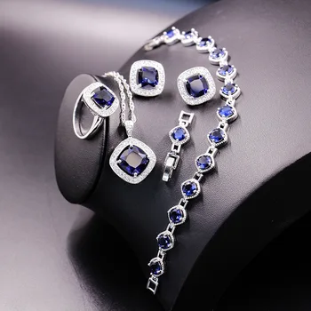 Silver 925 Jewelry Sets Blue Zircon Stone Beads Decoration Women Engagement Earrings/Pendant/Rings/Bracelet/Necklace Set
Silver 925 Jewelry Sets Blue Zircon Stone Beads Decoration Women Engagement Earrings/Pendant/Rings/Bracelet/Necklace Set