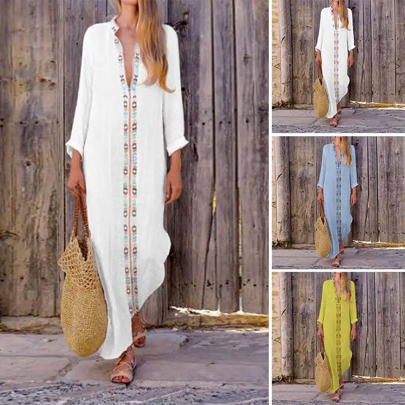 Fashion Print Maxi Dress Women's Summer Sundress 2019 ZANZEA Sexy V Neck Split Dress Female Long Sleeve Baggy Party Robe Femme
Fashion Print Maxi Dress Women's Summer Sundress 2019 ZANZEA Sexy V Neck Split Dress Female Long Sleeve Baggy Party Robe Femme