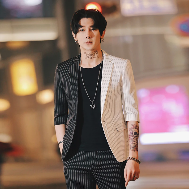 Summer Stripe Mens Blazers Korean Suit jacket For Men Printed Blazer Slim Fit Social Club Mens Smoking Para Hombre Homme
Summer Stripe Mens Blazers Korean Suit jacket For Men Printed Blazer Slim Fit Social Club Mens Smoking Para Hombre Homme