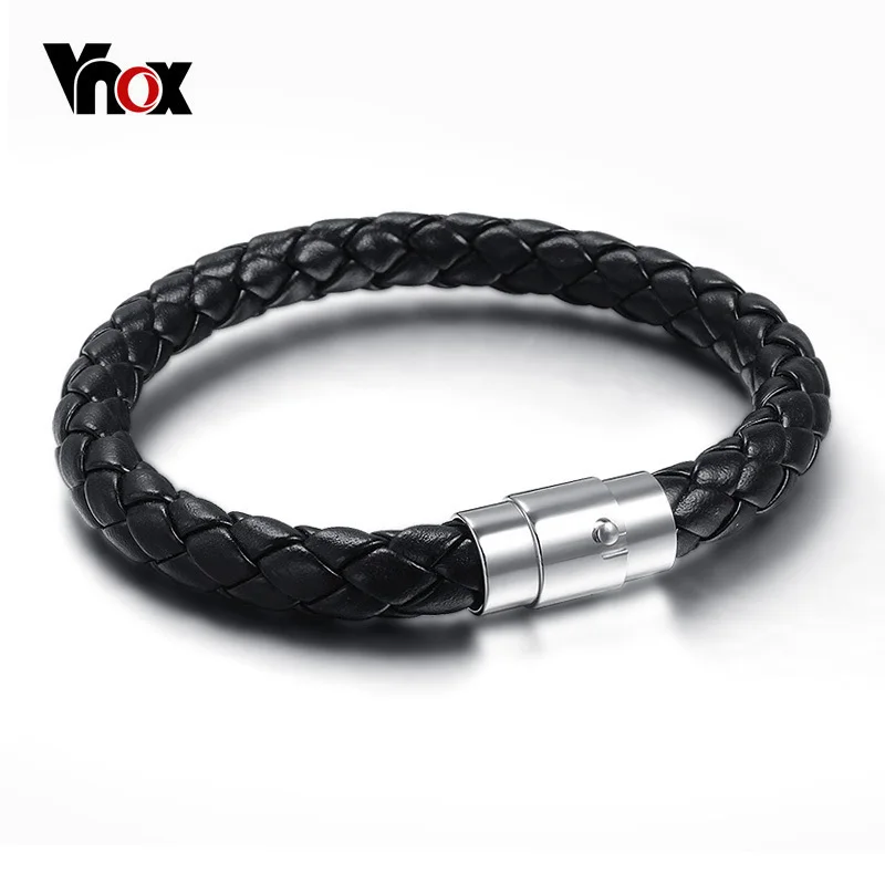Vnox Classic Black Braided Leather Bracelet for Men Male Jewelry with Stainless Steel Magnetic Clasp
Vnox Classic Black Braided Leather Bracelet for Men Male Jewelry with Stainless Steel Magnetic Clasp